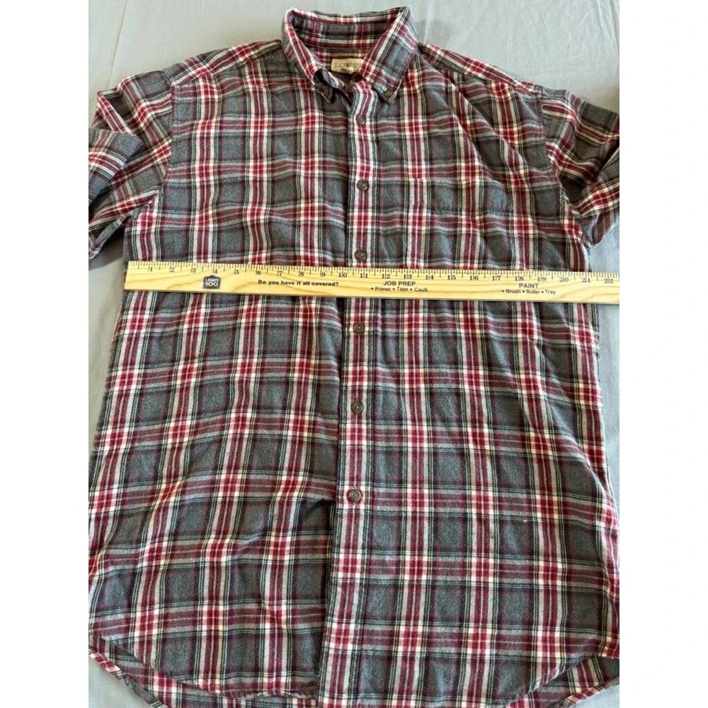 VINTAGE J. Crew Flannel Shirt Mens Medium Oarsman Red Gray Plaid Preppy‎ 90s